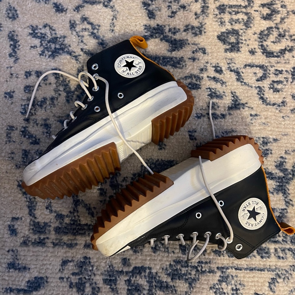 Black platform leather converse - Run star hike